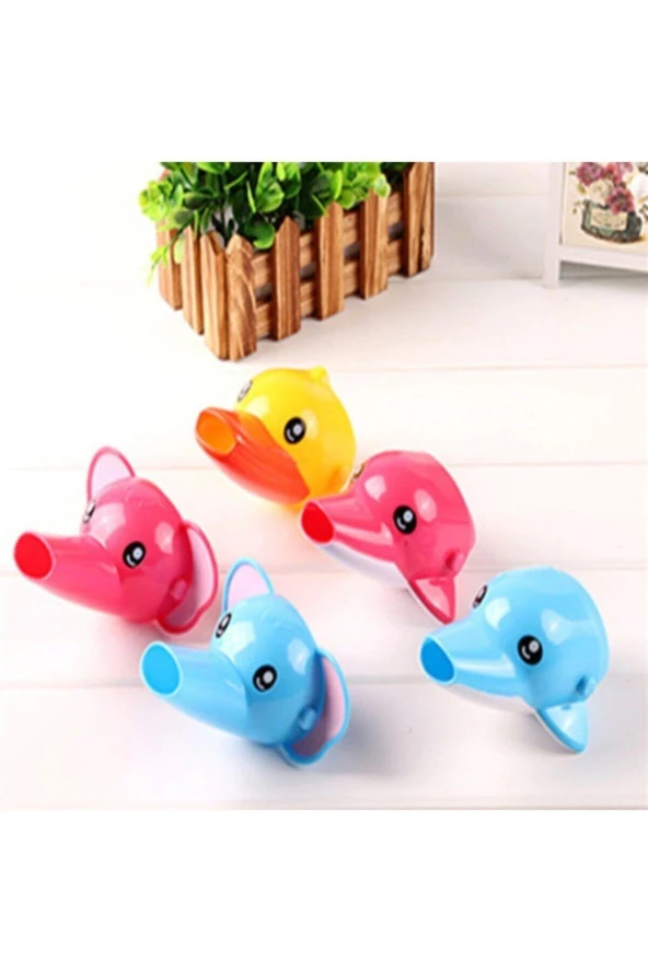 Mudily Fil Figürlü Çocuklar İçin Sevimli Musluk Uzatma Başlığı Pembe - 3