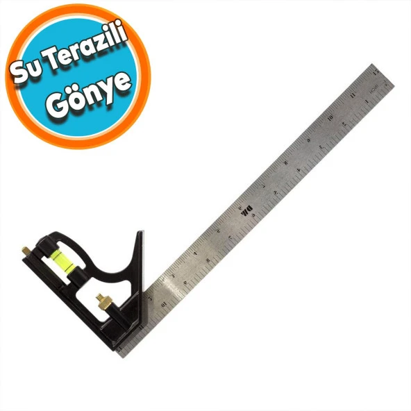 Ayarlanabilir Su Terazili Gönye 30cm 45-90° Marangoz Açı Ölçer