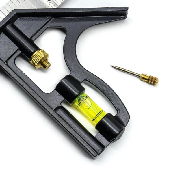 Ayarlanabilir Su Terazili Gönye 30cm 45-90° Marangoz Açı Ölçer - 3