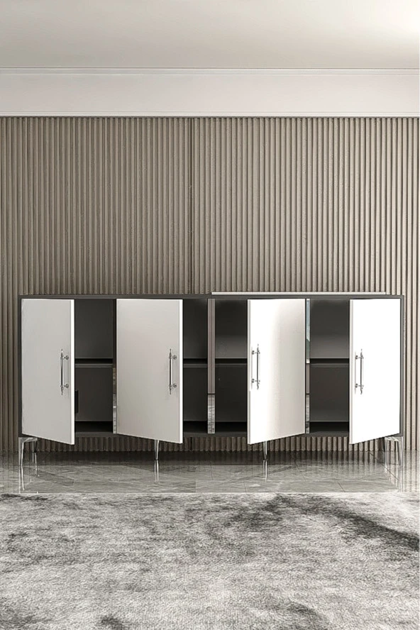 Givayo Mobilya Mons Konsol 200 cm Antrasit Beyaz Gümüş - 3