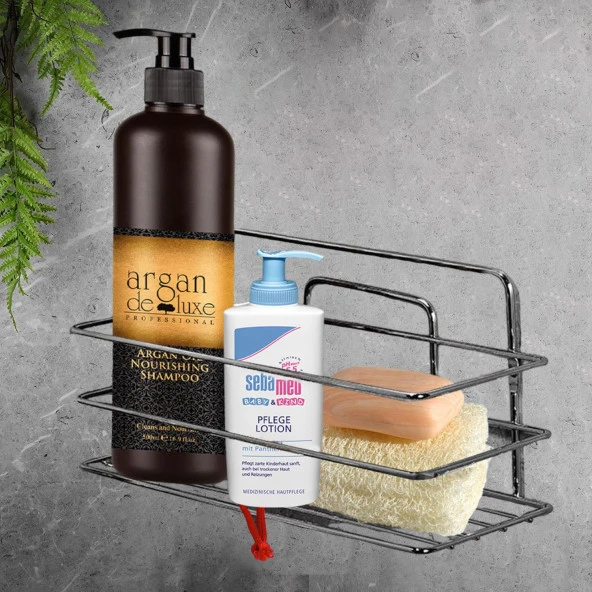 Banyo Duş Rafı Şampuanlık Köşelik Kare Krom Tek Katlı Malzemelik Organizer Düzenleyici Mutfak Eşya Rafı - 3