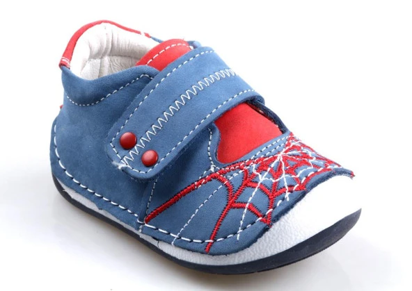 Rüzgar Bebe Erkek Çocuk Ortapedik Mavi Deri İlk Adım Ayakkabı