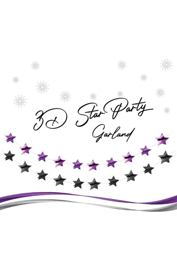 Yıldız Süs 3 Boyutlu Sıralı Mavi 150 cm 2 li ürün görseli 1