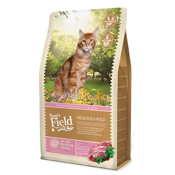 Sam´s Field Sams Field Delicious Wild Ördekli Seçici Kediler İçin Tahılsız Kedi Maması 2.5 kg