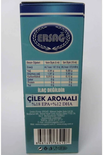 Ersağ Omega 3 Sıvı Gıda Takviyesi, Çilek Aromalı - 3