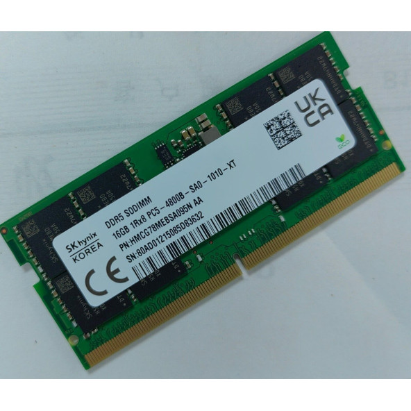 Hynix HMCG78MEBSA095N 16GB 262p PC5-38400 CL40 DDR5-4800 1Rx8 1.1V NOTEBOOK RAM BELLEK