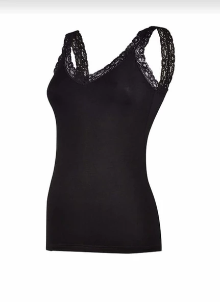 YILDIZ 2261 BAYAN KALIN ASKILI MODAL V YAKA DANTELLİ ATLET 10 ADET ürün görseli