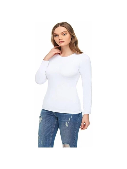 Tutku Elit 2203 Kadın Body Uzun Kol Sıfır Yaka Tişört - Resim 2