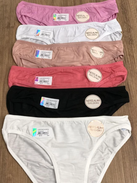 6 Lı Berrak Kadın Elastan Külot Elastan Nefes Alan Özel Doku 11630 - 2