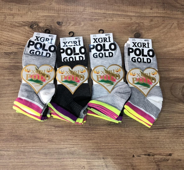12 Li Paket XGRİ POLO Kadın Patik Çorap 3 Lü Patik 35-40 No - 3