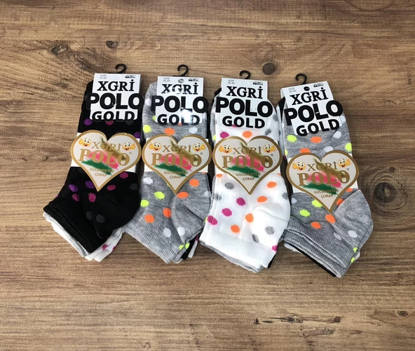 12 Li Paket XGRİ POLO Kadın Patik Çorap 3 Lü Patik 35-40 No - 5
