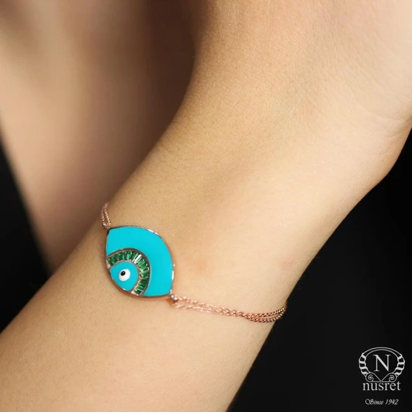 925 Ayar Gümüş Göz Modeli Yeşil Bileklik ürün görseli 1
