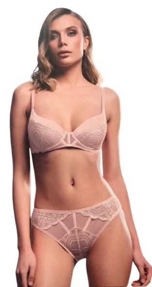 Büşra 402 Pudra Balenli Destekli Sütyen Takım