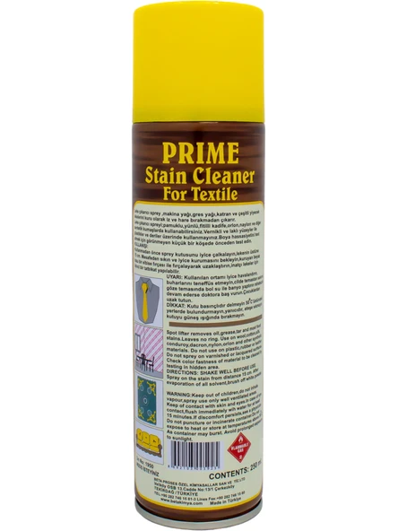 PRIME Tekstil Kumaş Yüzeyden Yağ Leke Çıkarıcı Sprey (250ml) - 2