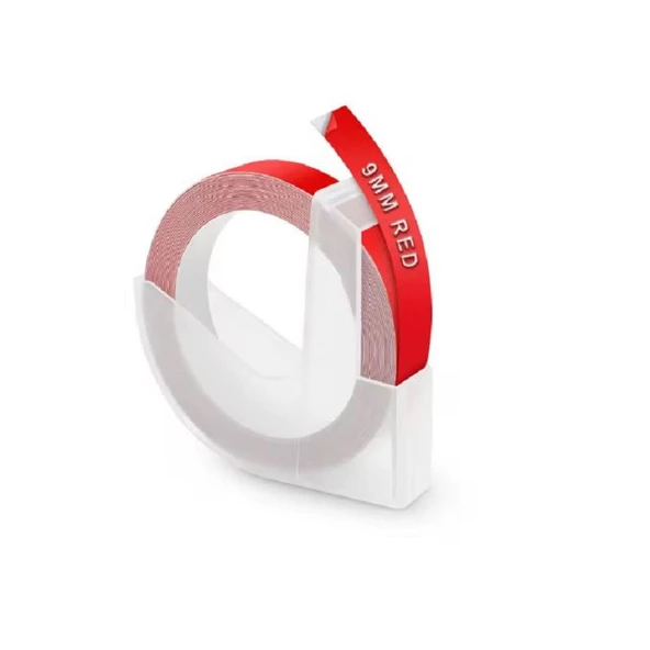 3D Kabartma Yapışkanlı Şerit Etiket MoTEX_E-101 - Dymo_JUNİOR+OMEGA (9mm X 3 metre) 1adet /KIRMIZI-RED ürün görseli 1