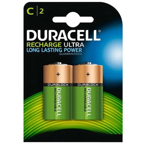 Duracell HR14/DC1400 Recharge Ultra 3000 mAh Ni-MH Şarj Edilebilir Orta Boy C Pil 2'li