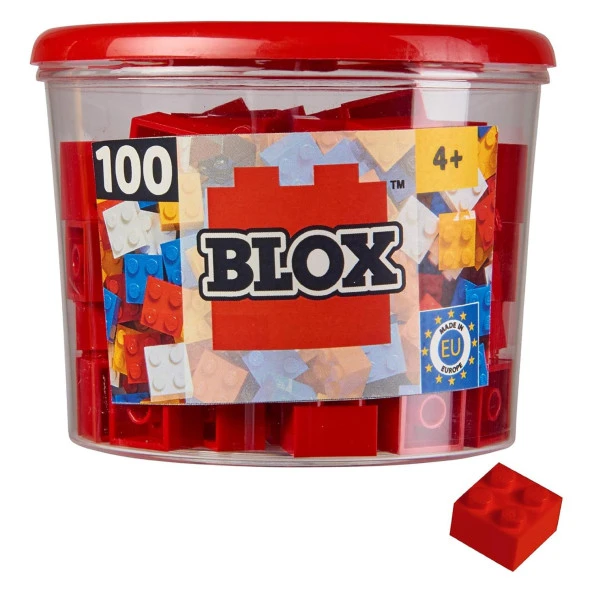 Simba Blox Kırmızı Bloklar 100 Parça 4 Yaş ve Üzeri Çocuklar için Yaratıcı Oyuncak Yapım Seti GKO