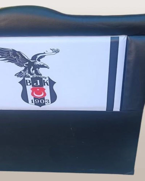 Başlık 90314 DK Tek Kişilik 90'lık Taraftar BEŞİKTAŞ Suni Deri Siyah Kumaş El Yapım - Resim 2