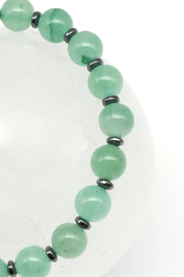 Aventurin Doğal Taş Makrome Örme Bileklik - Resim 2