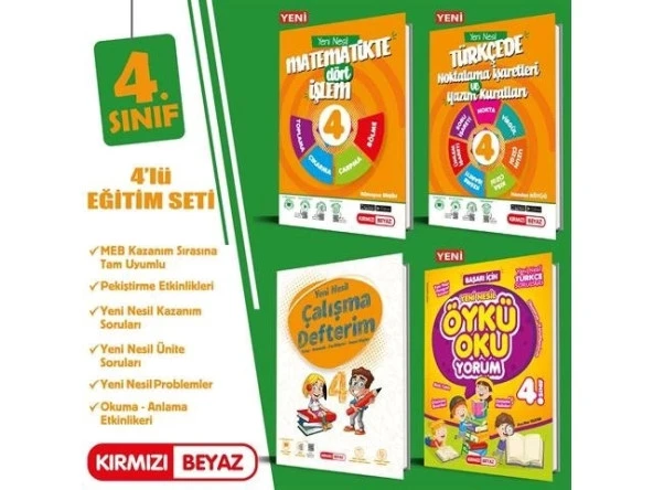 Kırmızı Beyaz Yayınları 4. Sınıf Pekiştirme Seti 4 Kitap