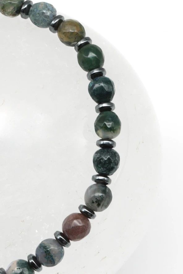 Akik Doğal Taş Makrome Örme Bileklik Fasetli Kesim - Resim 2