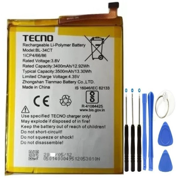 Tecno Camon 11s Pil Batarya Bl-34ct+tamir Seti