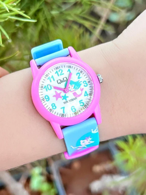 VR8S.EL Q&Q Silikon Kordonlu 10 Atm Su Geçirmez Unisex Çocuk Kol Saati - Resim 3