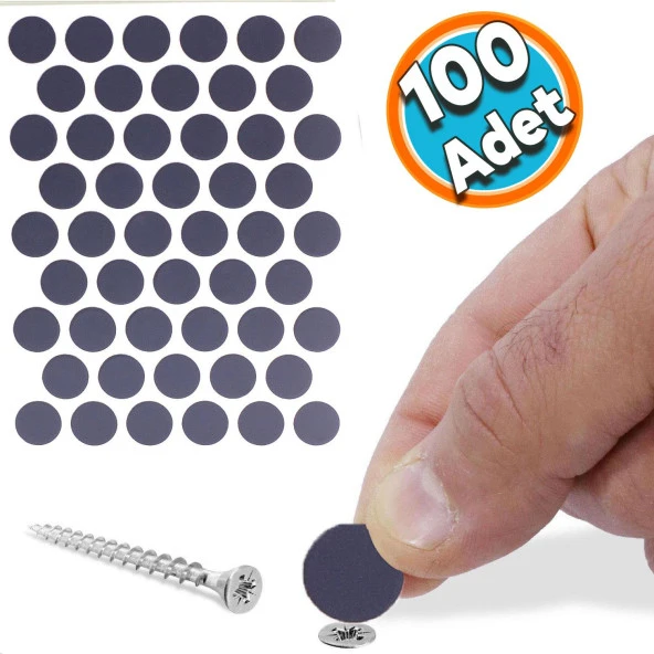 NZB Yapışkanlı Vida Tapası Tıpası Antrasit Gri Vida Kapatıcı Kapağı (100 ADET) ürün görseli