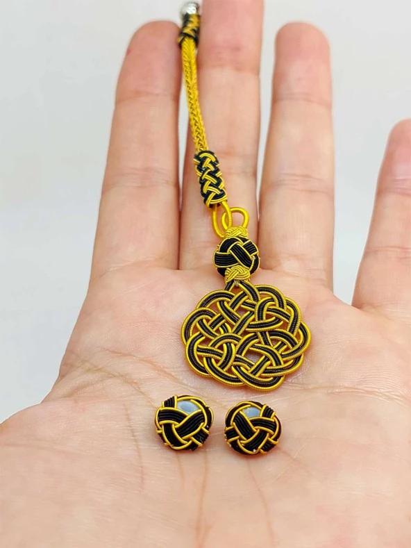 Bakır El İşi Kazaz Püskül & 2 Habbeli Takım (45530) ürün görseli