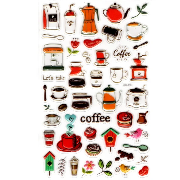 Sticker Kabartmalı Stiker Defter, Planlayıcı Etiket (lxk-019) - 22X14 cm - Çay Kahve