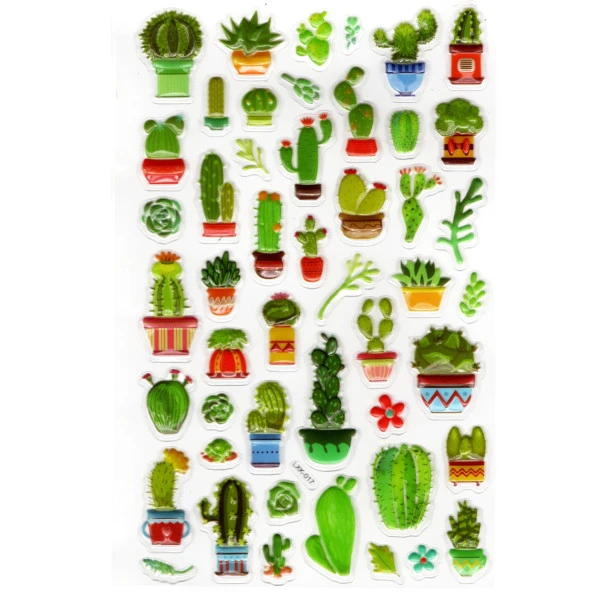 Sticker Kabartmalı Stiker Defter, Planlayıcı Etiket (lxk-017) - 22X14 cm - Şirin Kaktüsler