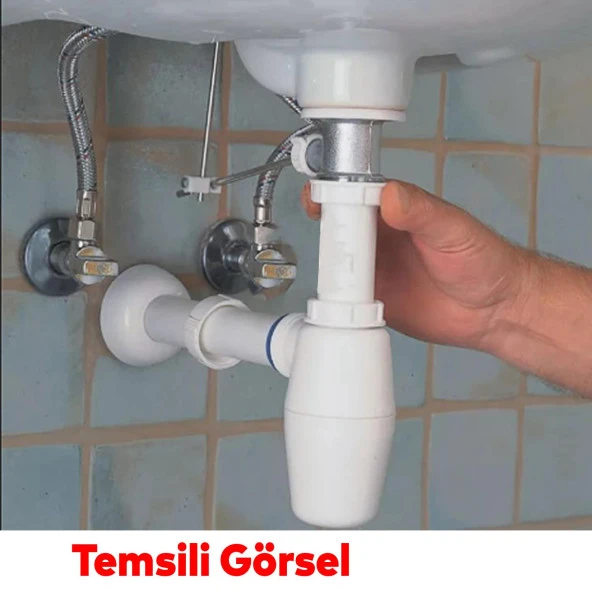 Sifon Körüklü Sökülebilir Taslı Temizlenebilir Mutfak Banyo Mutfak Lavabo Taşı Gider Borusu Plastik 38 cm - 5