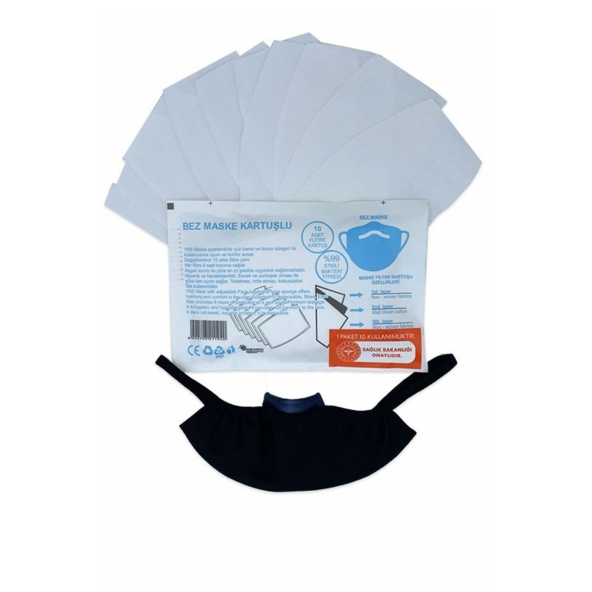 Yayke Kartuşlu Yıkanabilir Bez Maske 1 Paket (1 Paket İçeriği 10 Adet Filtre)
