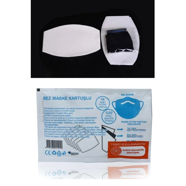 Yayke Kartuşlu Yıkanabilir Bez Maske 1 Paket (1 Paket İçeriği 10 Adet Filtre) - 2