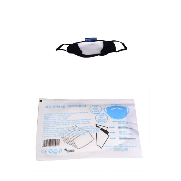 Yayke Kartuşlu Yıkanabilir Bez Maske 1 Paket (1 Paket İçeriği 10 Adet Filtre) - 3