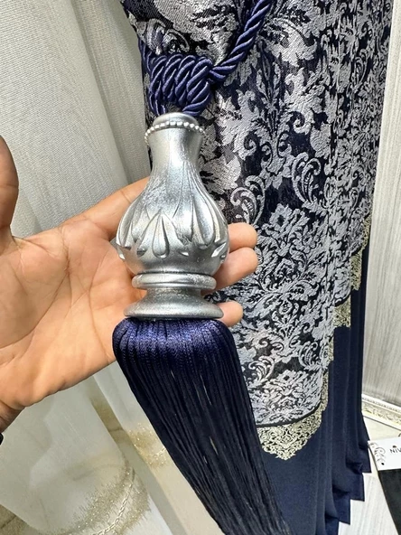 NİVEMESHOME LACİVERT SAÇAKLI GRİ APARAT TAVAN TOPLAMA BRAÇOL - 4