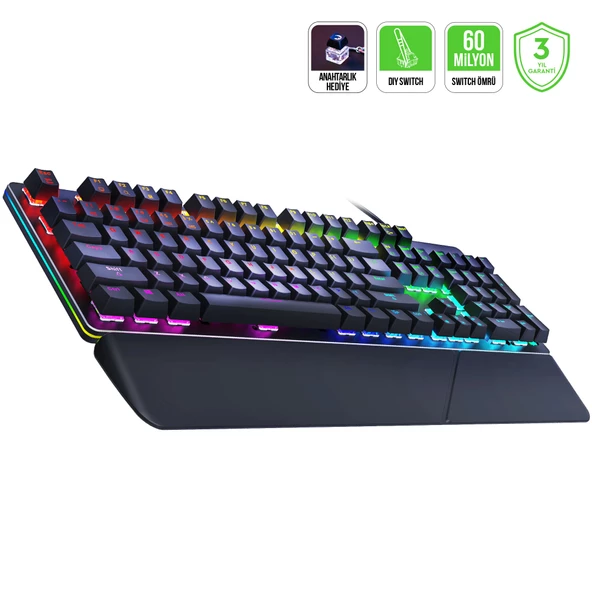 GamePower Calypso V2 RGB Optik Su ve Toza Dayanıklı Mekanik Blue Switch USB DIY Gaming Klavye