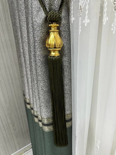 NİVEMESHOME YEŞİL SAÇAKLI GOLD APARAT TAVAN TOPLAMA BRAÇOL - 2