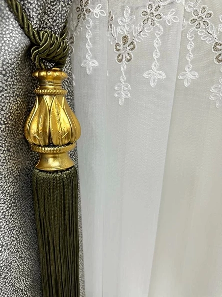 NİVEMESHOME YEŞİL SAÇAKLI GOLD APARAT TAVAN TOPLAMA BRAÇOL - 3