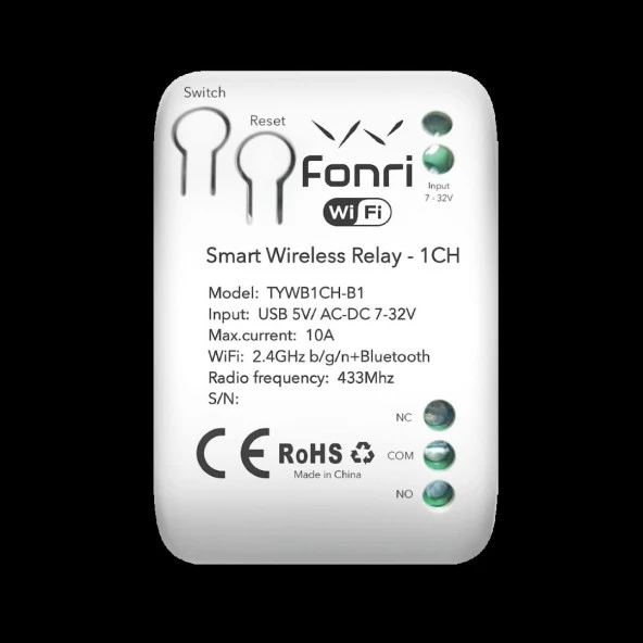 FONRI FONRI WF3-TM4-0201-02 WIFI KABLOSUZ AKILLI RÖLE - TEK KANAL