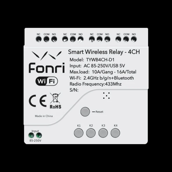 FONRI FONRI WF3-TM4-0201-01 WIFI KABLOSUZ AKILLI KABLOSUZ RÖLE - 4 KANAL