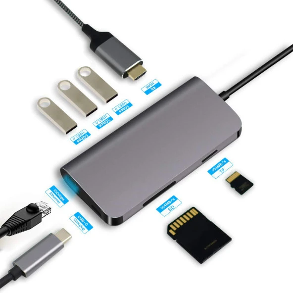 CODEGEN CDG-CNV40 USB3.1 TYPE-C TO 3xUSB3.0/HDMI/USB3.1 TYPE-C/RJ45/SD HUB