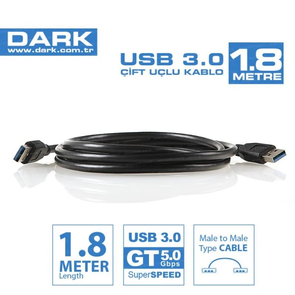 DARK DK-CB-USB3AL180 1.8M USB 3.0 ERKEK-ERKEK DATA KABLOSU
