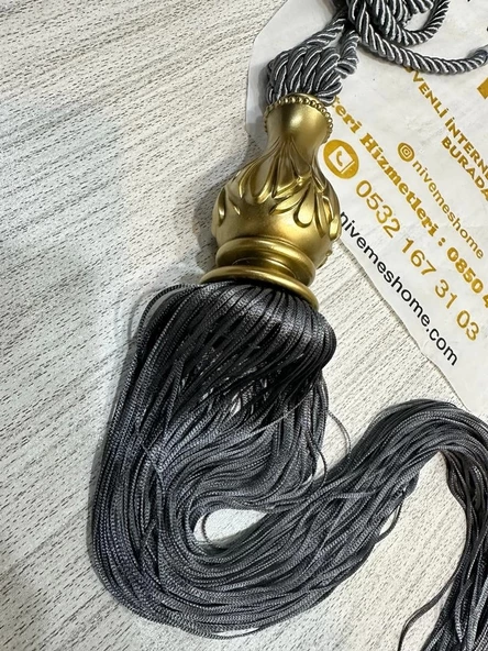 NİVEMESHOME GRİ SAÇAKLI GOLD APARAT TAVAN TOPLAMA BRAÇOL - 4