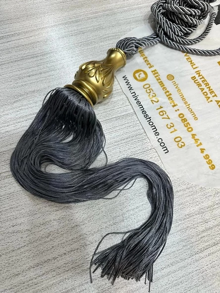 NİVEMESHOME GRİ SAÇAKLI GOLD APARAT TAVAN TOPLAMA BRAÇOL - 5