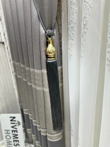 NİVEMESHOME GRİ SAÇAKLI GOLD APARAT TAVAN TOPLAMA BRAÇOL - 2