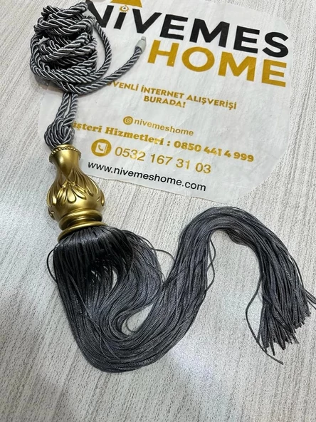 NİVEMESHOME GRİ SAÇAKLI GOLD APARAT TAVAN TOPLAMA BRAÇOL - 6