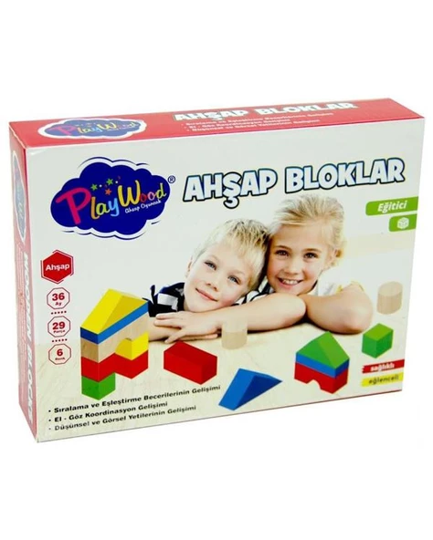 Play Wood Ahşap Eğitici Bloklar Doğal Oyuncak Ony356