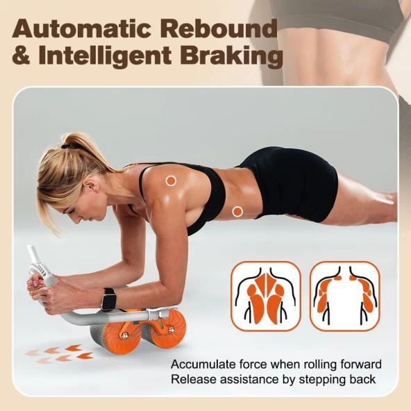 Relife AB-06 Ab Roller Dirsek Destekli Karın Çalıştırıcı, Otomatik geri tepme özellikli, Diz Matlı Karın Kası Çalıştırıcı, Erkekler ve Kadınlar için, Karın Kası Antrenmanı, çift tekerlekli - 9