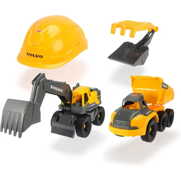 Dickie Toys Volvo İnşaat Oyun Seti Ekskavatör Damperli Kamyon Baret Kürek Tırmık GKO - 2